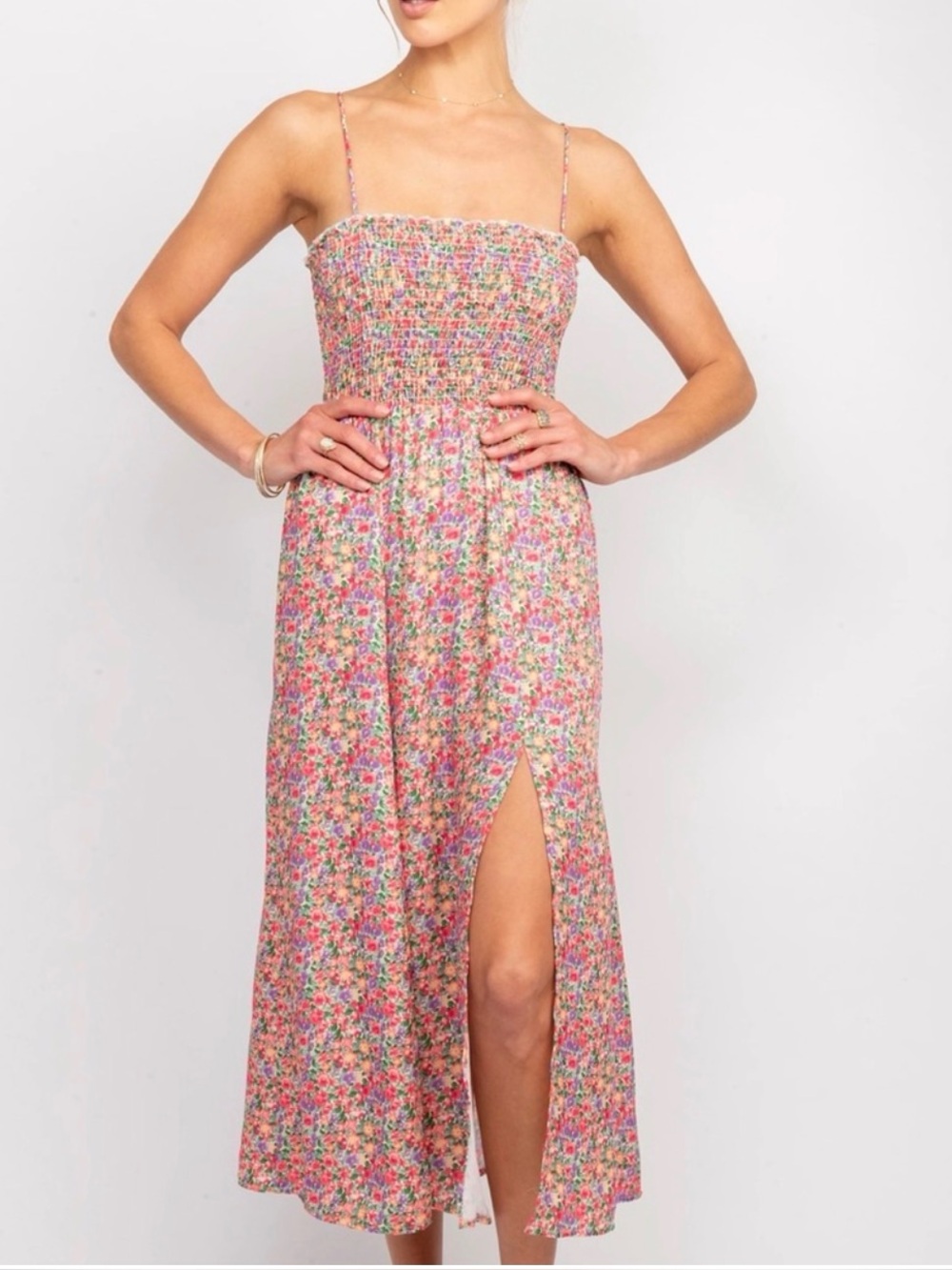 Revolve RESA Ashley midi dress with slit in Charleston, Small